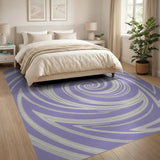 Geometric Modern Purple Spiral Vortex Area Rug