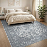 Grey Persian Floral Medallion Area Rug