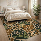 Abstract Leaf Area Rug in Brown Tan