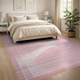 Pink Geometric Stepped Abstract Area Rug