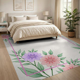 Pink Purple Floral Border Area Rug