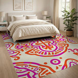 Vibrant Orange Pink Heritage Tribal Area Rug