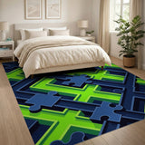 3D Puzzle Maze Geometric Area Rug