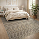Beige and Neutral Beige Striped Woven Area Rug