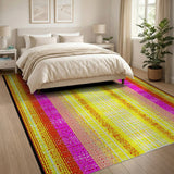 Vibrant Multi-Color Grid Stripe Area Rug