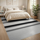 ODIKA Modern Black and White Striped Washable Low Pile Area Rug