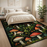 Whimsical Red Mushroom Foliage Area Rug