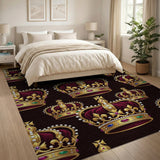 Royal Gold Crowns Pattern Area Rug