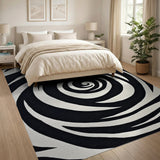 Abstract Area Hypnotic Black White Spiral Area Rug