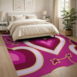 Whimsical Pink Layered Hearts Area Rug