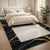Luxe Black Marble Gold Vein Area Rug