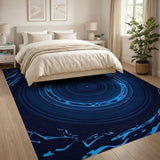 Hypnotic Blue Swirl Abstract Blue and Teal Area Rug