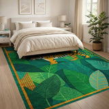 Jungle Tiger Amidst Lush Leaves Area Rug