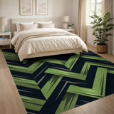 Bold Green Chevron Geometric Area Rug