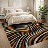 Wavy Brushstroke Orange Abstract Area Rug