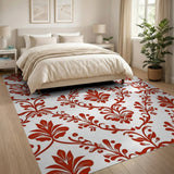 Red Floral Vintage Elegant Red Floral Damask Area Rug