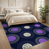 Purple Vinyl Record Groove Area Rug