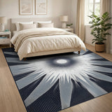 Black White Sunburst Area Rug