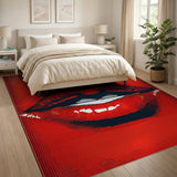 Red Bold Red Lips Geometric Area Rug