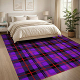 Purple Plaid Area Rug with Black Red Accents