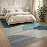 Teal Orange Abstract Wave Sunset Area Rug