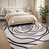 Swirling Rose Line Art Area Rug