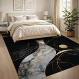 Black Marble Gold Abstract Area Rug
