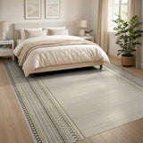 Beige Boho Woven Border Area Rug