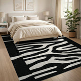 Black and White Geometric Modern Bold Black White Zebra Stripe Area Rug