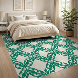 Green Geometric Diamond Leaf Area Rug