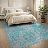 Floral Vintage Teal Floral Vintage Area Rug