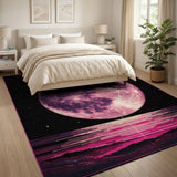 Pixel Pink Moon Cosmic Horizon Area Rug