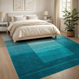 Teal Gradient Geometric Area Rug