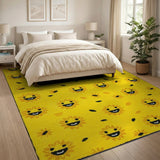Playful Smiling Sunflowers Yellow Area Rug