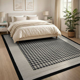 Classic Houndstooth Black White Area Rug