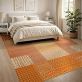 Orange Textured Patchwork Area Rug
