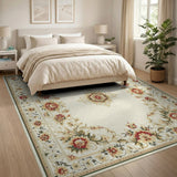Ornate Persian Floral Area Rug in Ivory Red