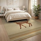 Rustic Fawn Deer Woven Area Rug