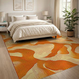 Abstract Area Orange Wave Abstract Area Rug