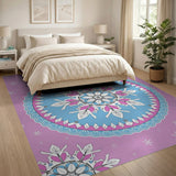 Purple Snowflake Mandala Area Rug