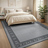 Ornate Black and White Ornate Black White Persian Border Area Rug