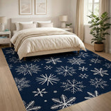 Navy Snowflake Area Rug