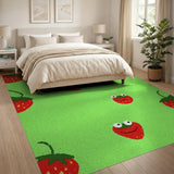Playful Strawberry Faces Green Area Rug