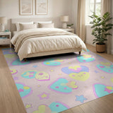 Kawaii Pastel Hearts Stars Area Rug