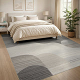 Grey Wavy Grey Abstract Area Rug