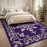 Elegant Purple Ornate Floral Area Rug