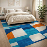 Blue and Teal Vibrant Blue Geometric Abstract Area Rug