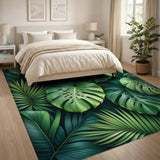 Lush Monstera Leaves Green Green Area Rug