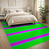 Vibrant Green Pink Teal Striped Area Rug
