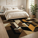 Brown and Tan Geometric Modern Abstract Geometric Brown Tan Area Rug